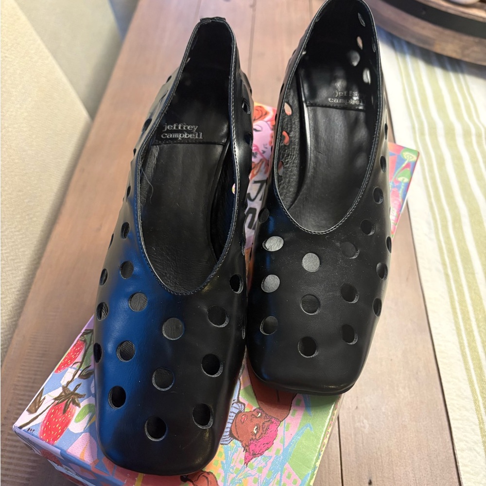 Jeffrey Campbell Black Perforated Leather Heels